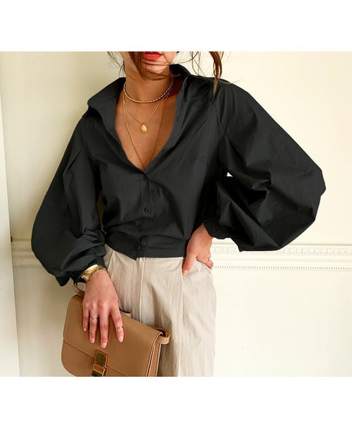 cotton long-sleeved blouse