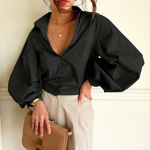 cotton long-sleeved blouse