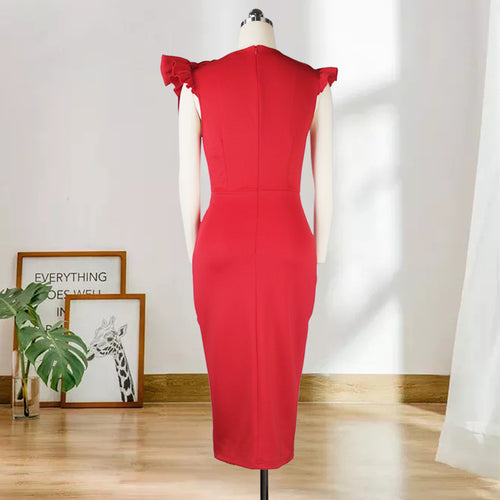 European And American Red Mid-length Dress