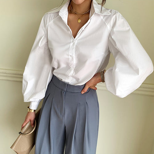 cotton long-sleeved blouse