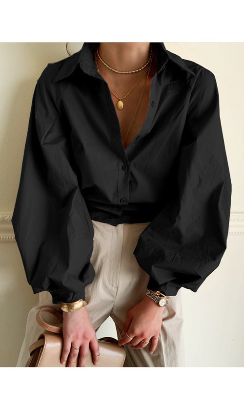 cotton long-sleeved blouse