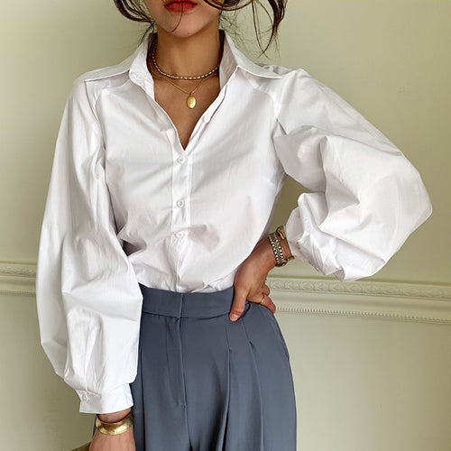 cotton long-sleeved blouse