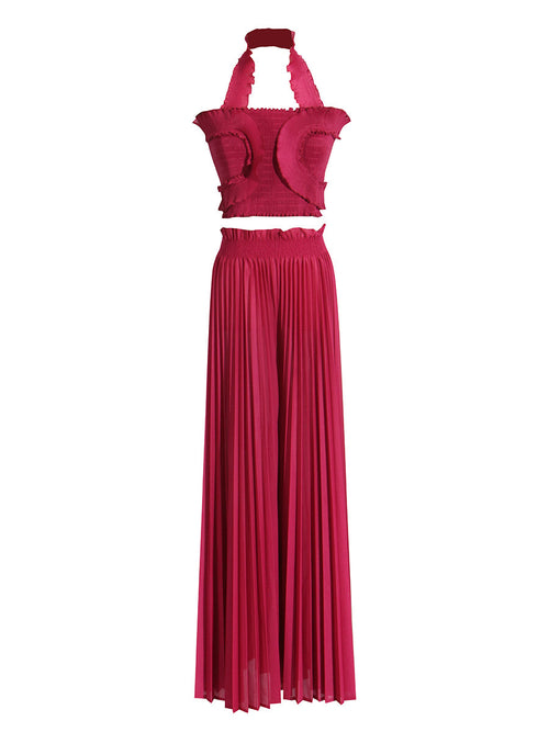 2pcs High Waist Wide-leg Trousers