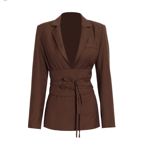 High Waist Straight Trousers Suit