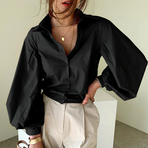 cotton long-sleeved blouse