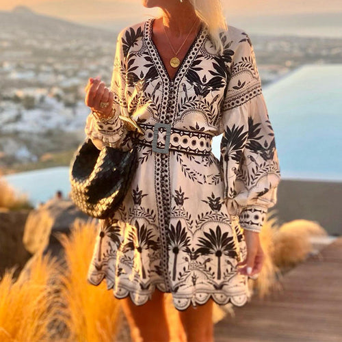 Fashion Printed Beach Loose Mini Dress