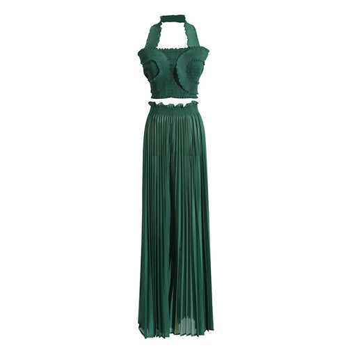 2pcs High Waist Wide-leg Trousers