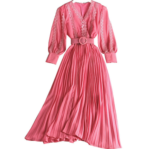 Women's Panelled Lace Puff Sleeve Chiffon Maxi Dress