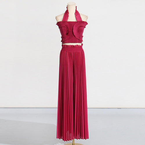 2pcs High Waist Wide-leg Trousers