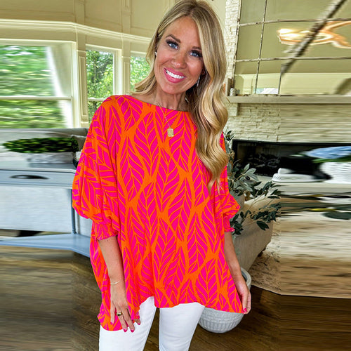 Chiffon Floral Puff Sleeve Shirt