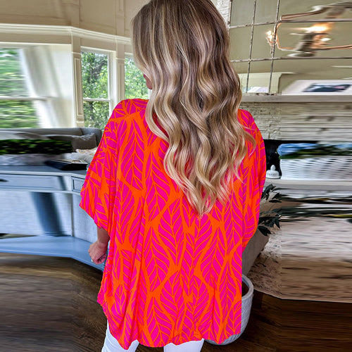 Chiffon Floral Puff Sleeve Shirt