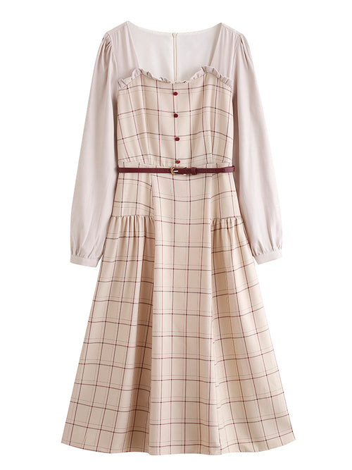 Women's Autumn And Winter Retro Plaid Dress