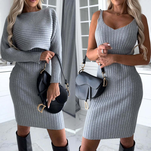 2pcs Suit Top And Tight Suspender Skirt