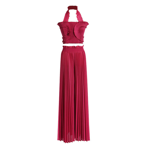 2pcs High Waist Wide-leg Trousers